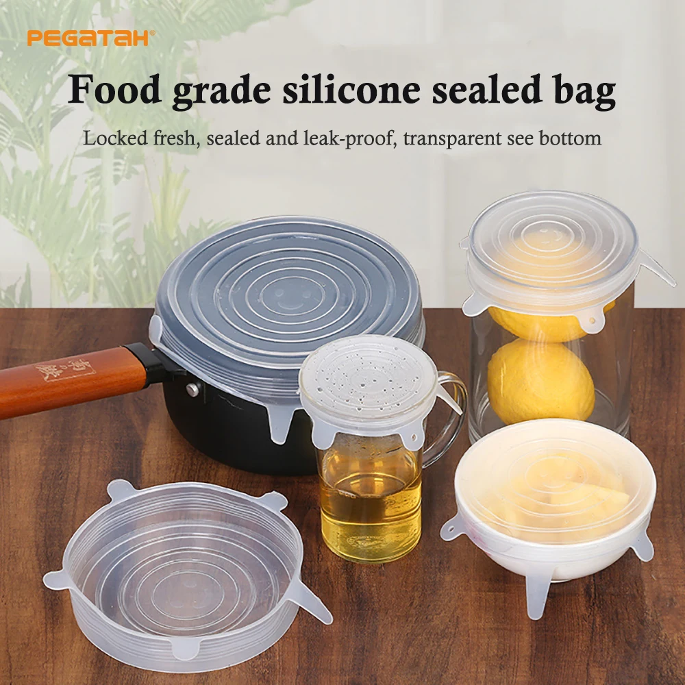 

Reusable Airtight Food Wrap Covers Silicone Cover Stretch Lids Keeping Fresh Seal Bowl Stretchy Wrap Cover Kitchen Accessories