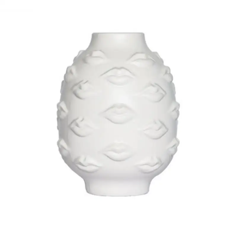 Скандинавская керамическая ваза с черно-белыми губами дизайнерская посуда для