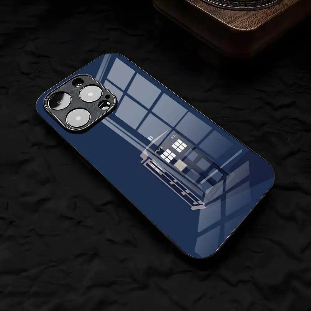 Фото Чехол для телефона D-Doctor W-Who для iPhone 17 Air 16 E Pro Max 15 14 13 Mini 12 Pro 11 Max Plus, черный, стеклянный №4