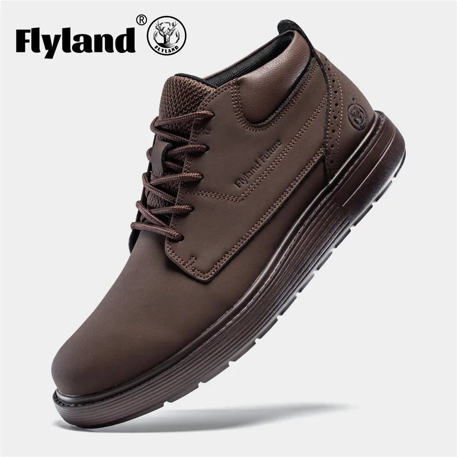 FLYLAND модные мужские ботинки чукка без шнуровки кожаные ботильоны ручной работы