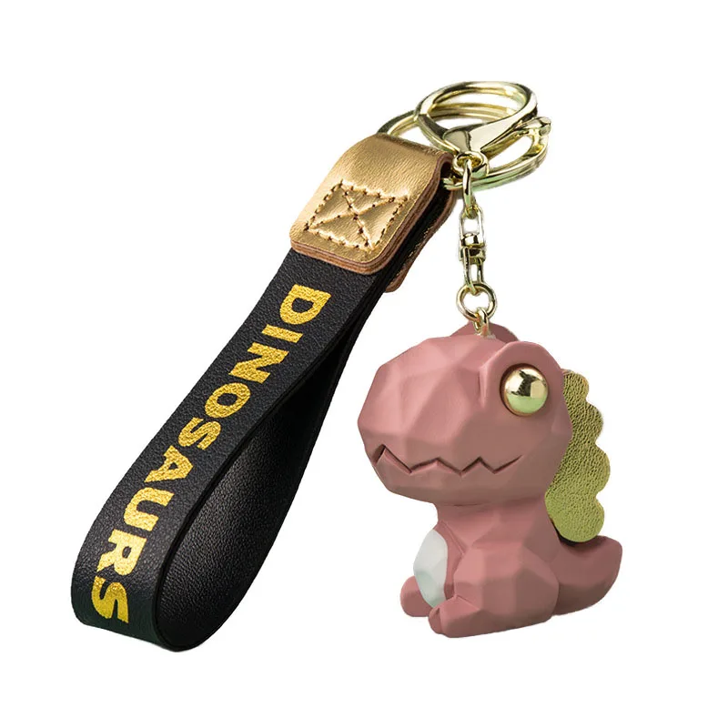 

Geometric Facet Small Dinosaur Pendant Cartoon Lovable Couple Car Hoop Chain School Bag Hanging Creative Keychain For Women