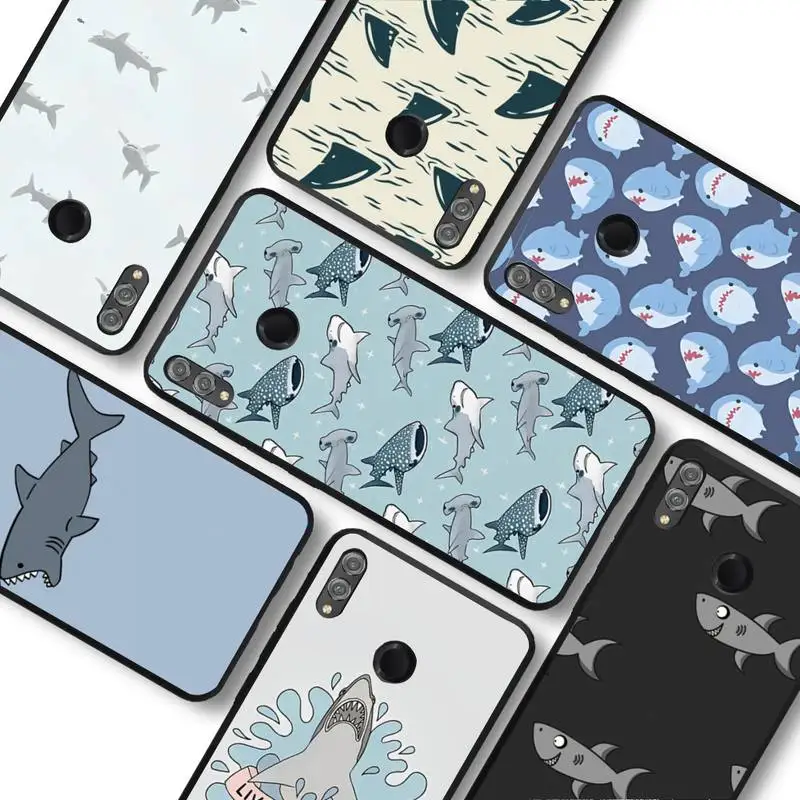 

RuiCaiCa Cute Cartoo Shark Pattern Phone Case for Samsung A51 A30s A52 A71 A12 for Huawei Honor 10i for OPPO vivo Y11 cover