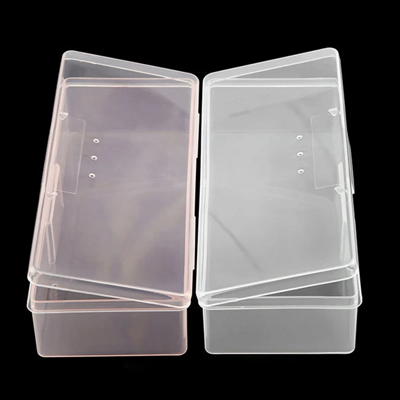 1pcs Transparent Rectangle Nails Storage Box Buffer File Nail Art Rhinestones Decorations Jewelry Nail Art Equipment Tools Case