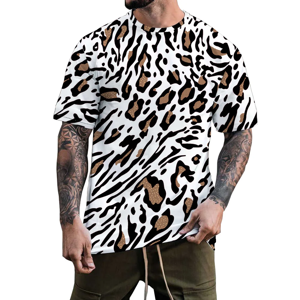 

Новинка 2022, Мужская футболка, роскошная Высококачественная Футболка серии с леопардовым принтом и короткими рукавами, Мужская футболка с 3D ...