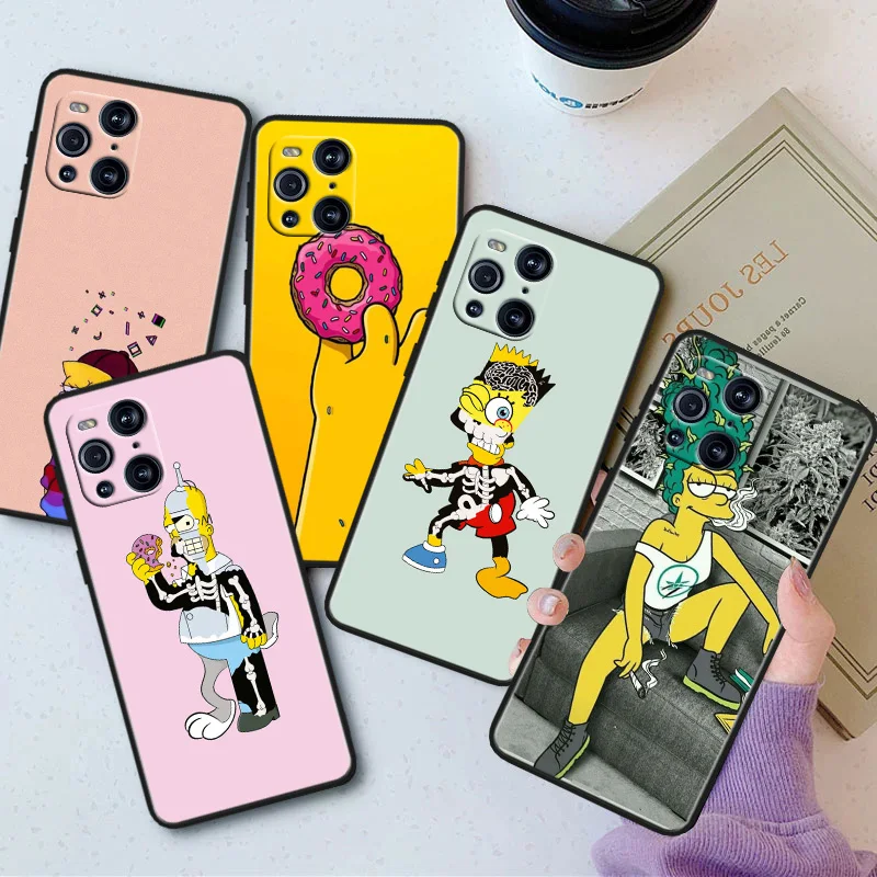 

The Simpsons Phone Case For OPPO Find X5 X3 X2 K10 F21S F21 F9 F7 F5 Neo Pro Lite Black Silicone Soft Cover