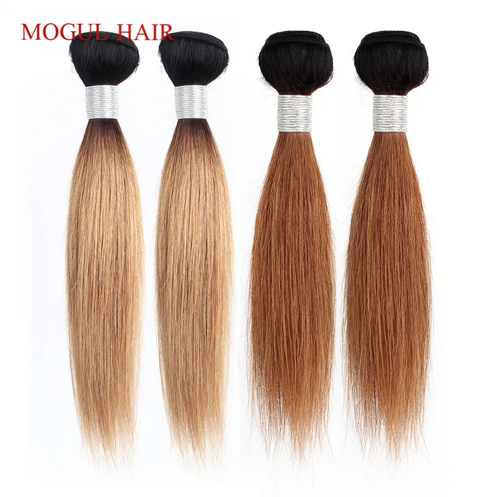 MOGUL HAIR Ombre Honey Blonde Weave Dark Brown Natural Black 1B 613 Indian Straight Remy Human Hair Extension 10-28 inch