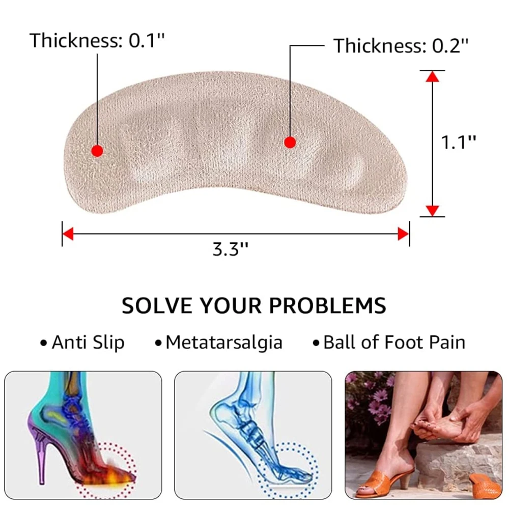 Silicone Forefoot Insert Foot Pads for High-Heeled Sandals Half Insoles for Shoes Women Non-slip Anti-Pain Heel Cushion Pads