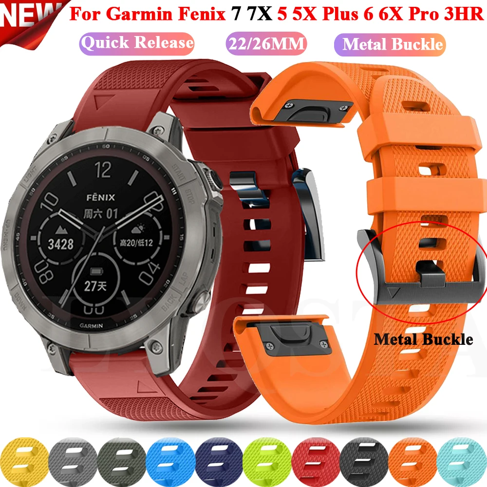 

New 26 22 MM Watchband For Garmin Fenix 7 7X 6 6X Pro 5 5X Plus 3HR Fenix6 Silicone Quick Release Watch Easyfit Wrist Band Strap