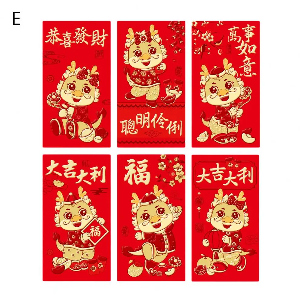 

Chinese Envelope Traditional Chinese Dragon Envelopes Unique Luck Money Bags for Spring Festival Celebrations 6pcs Set Envelope
