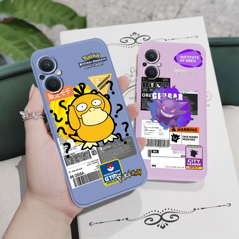 

Pokemons Mewtwo Gengar Psyduck Phone Case For OPPO A5 A9 A12 A72 A53 S A73 A93 Find X2 X3 X5 Lite Pro Neo 5G Liquid Rope Soft