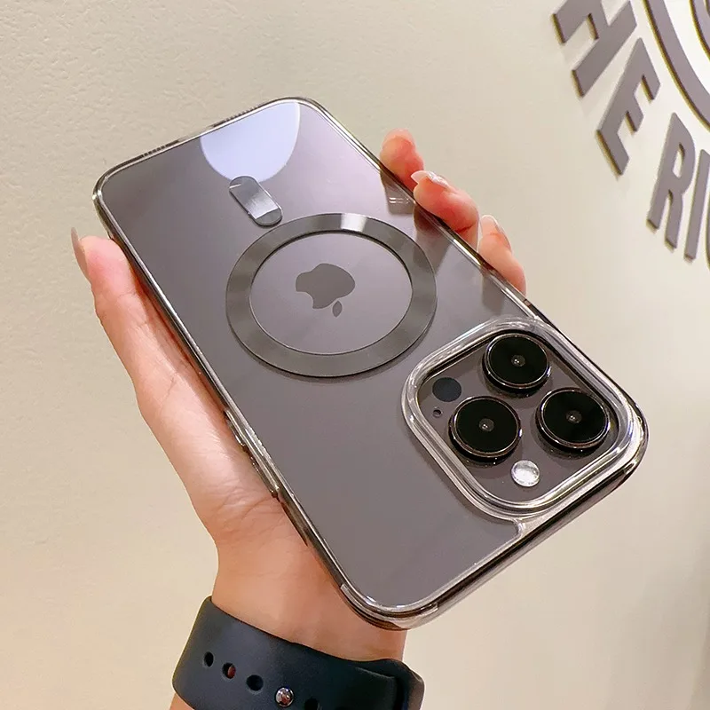 Роскошный Магнитный акриловый прозрачный чехол для телефона iPhone 15 14 13 12 Pro Max Plus