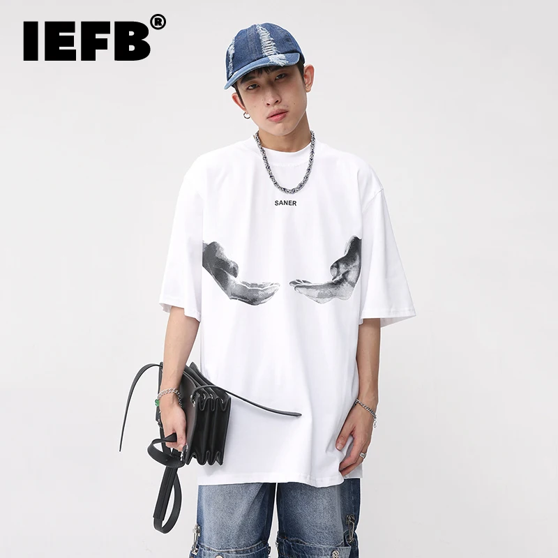 

Футболка IEFB мужская с круглым вырезом, модная повседневная тенниска в стиле хип-хоп, модный уличный топ в американском стиле, 9A8614, лето