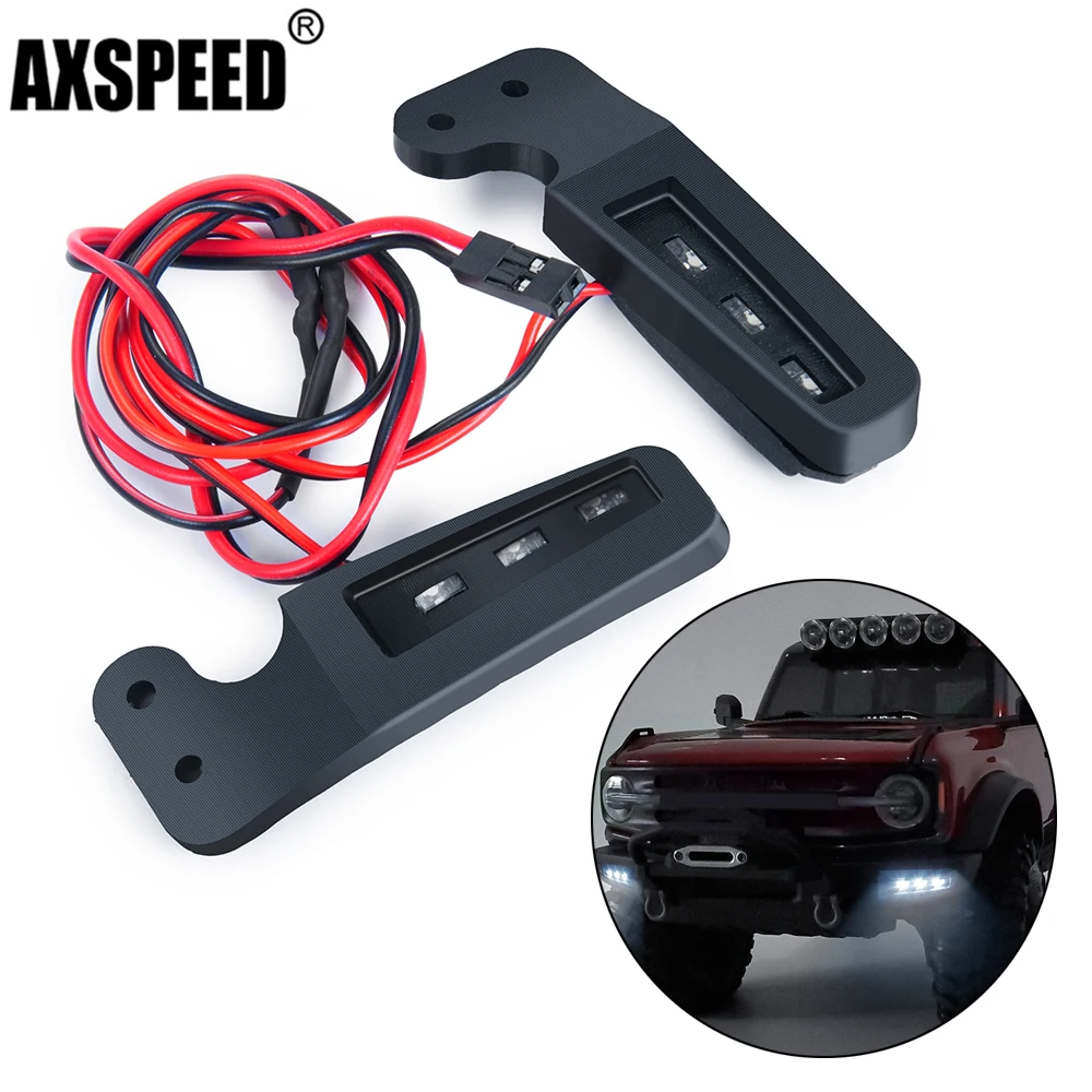 

AXSPEED RC автомобиль передний бампер светодиодный ные фары прожектор лампа для/10 Traxxas TRX4 TRX-4 Bronco RC Гусеничный Автомобиль DIY декоративные детали