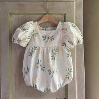 summer baby girl romper newborn girl outfit print flower puff sleeves jumpsuit kids onepiece fashion infant rompers baby clothes