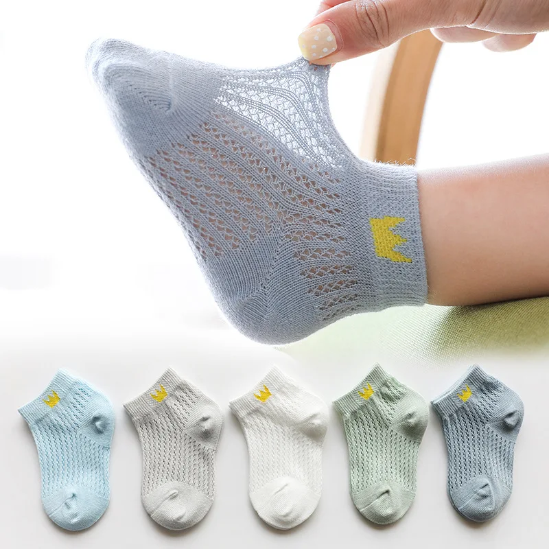 

5 Pairs/lot 0-12Y Children Ultrathin Mesh Socks Baby Boys Girls Summer Cute Cotton Breathable Thin Soft Boat Socks