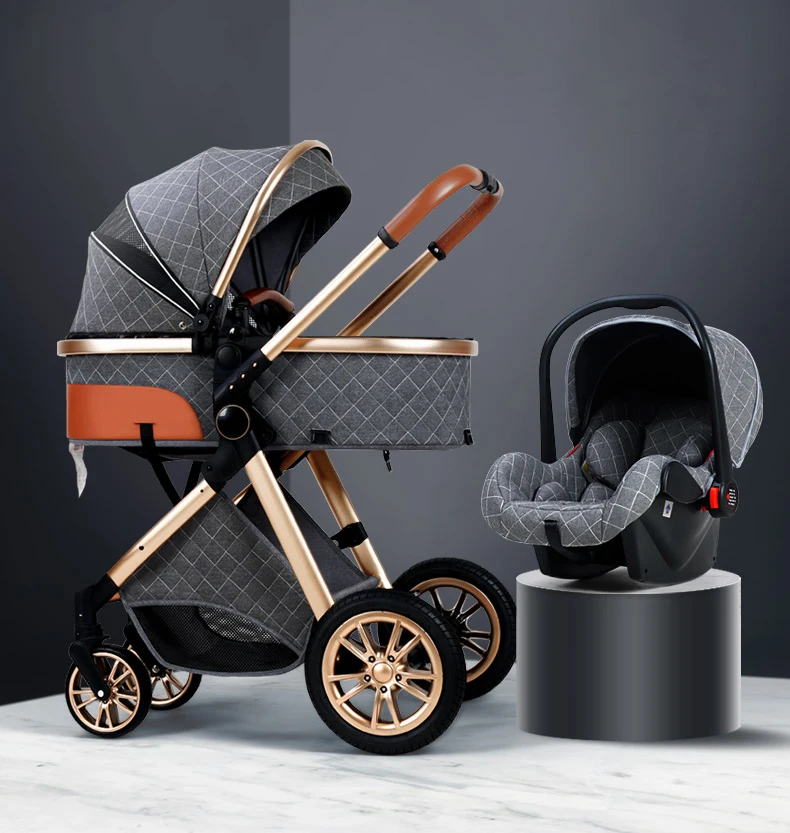 3 in 1 baby stroller Luxury High Landscape baby pram portable baby pushchair kinderwagen Baby Bassinet Foldable  baby car new