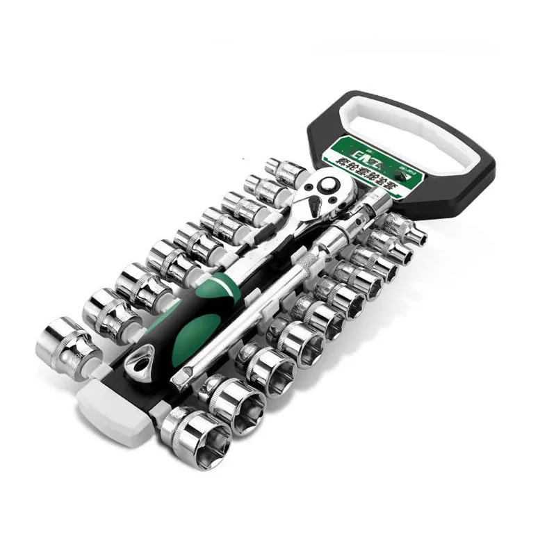 

Ratchet socket wrench set universal wrench multi-function outer hexagonal quick wrench casing auto repair tool set