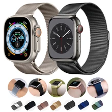 Milanese Loop Strap For Apple watch Band 44mm 40mm 45mm 41mm 42mm 38mm 45 44 mm bracelet iWatch Series 3 5 6 SE 7 8 Ultra 49mm