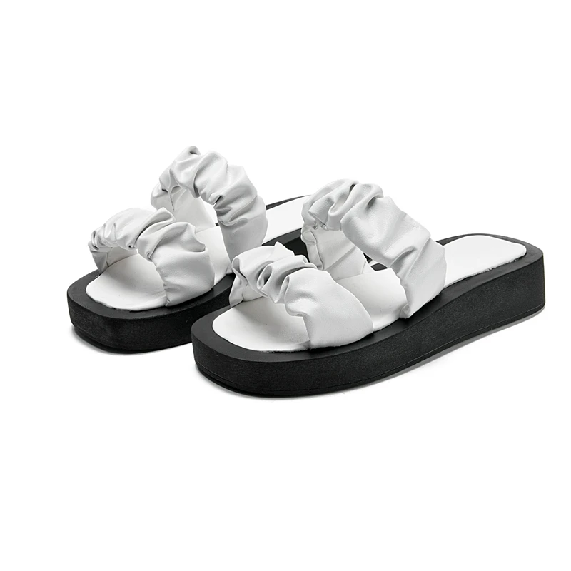 AIYUQI Women's Summer Slippers Large Size 2023 New Solid Color Comfortable Open Toe Beach Shoes Women Flat Slippers