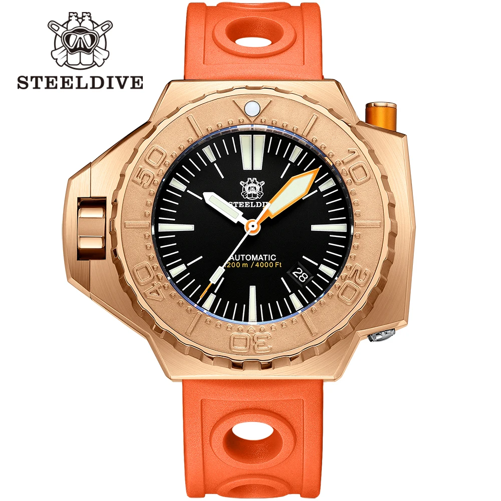 

CUSN8 Bronze Watch For Men STEELDIVE Official SD1969S Luxury Mechanical Wristwatch 1200M Waterproof NH35 Movement Swiss Luminous