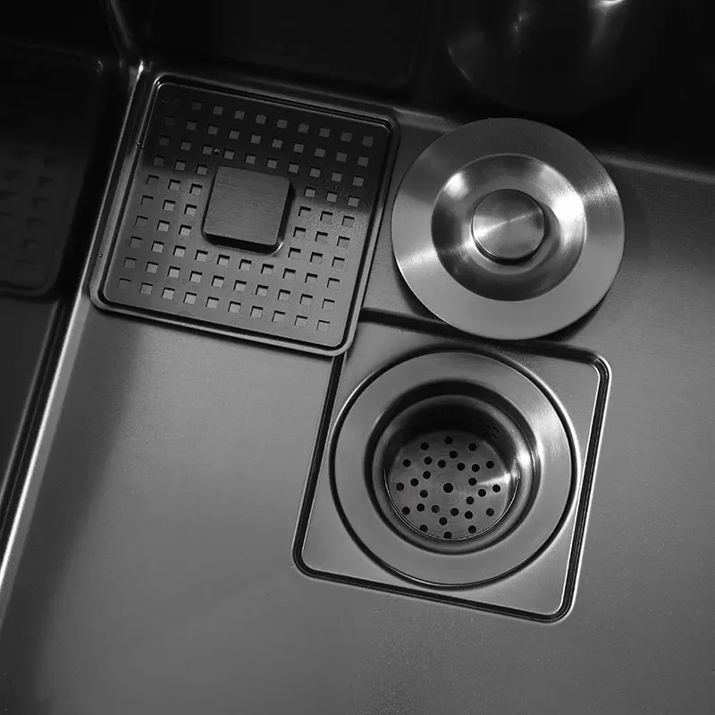 Одинарная кухонная раковина для мытья овощей из нержавеющей стали черная