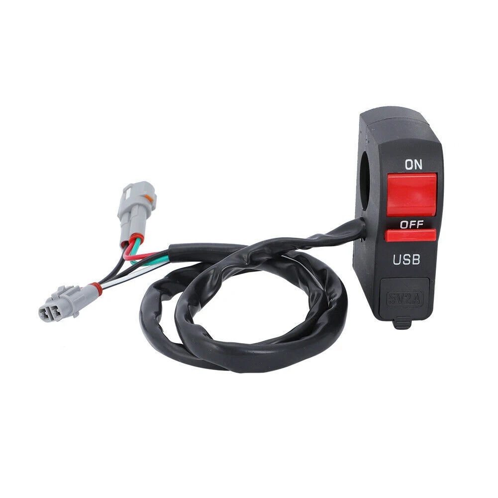 

Motorcycle Switch Headlight Modified Control Switch Handlebar Mount Red Button With USB Charging Port FOR SUR-RON LIGHTBEE AND
