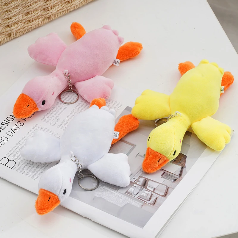 

18cm Cute Duck Plush Toys Fluffy Doll Keychain Soft Goose Stuffed Dolls Toys Bag Pendant For Kids Girls Birthday Gift