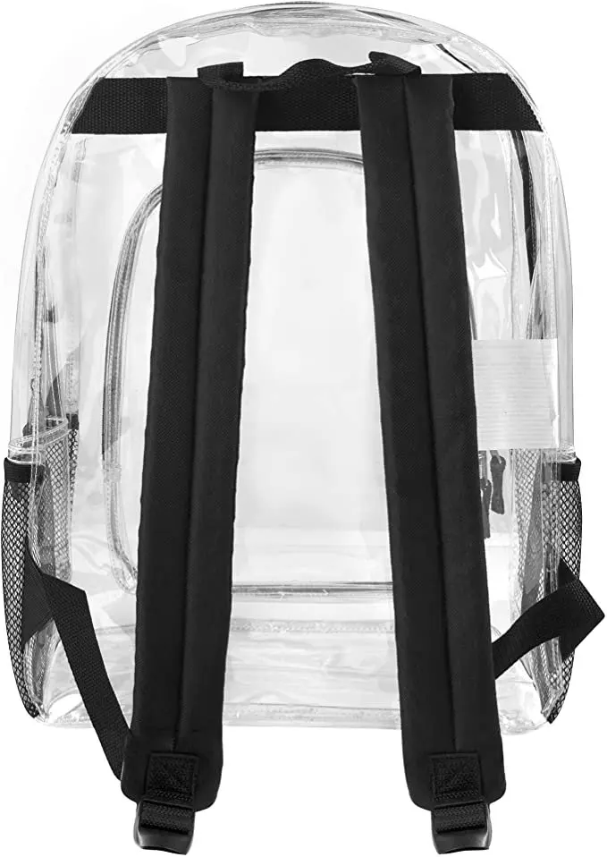 Unisex  Clear Backpack With Reinforced Straps For School, Security, and Sporting Events - Black