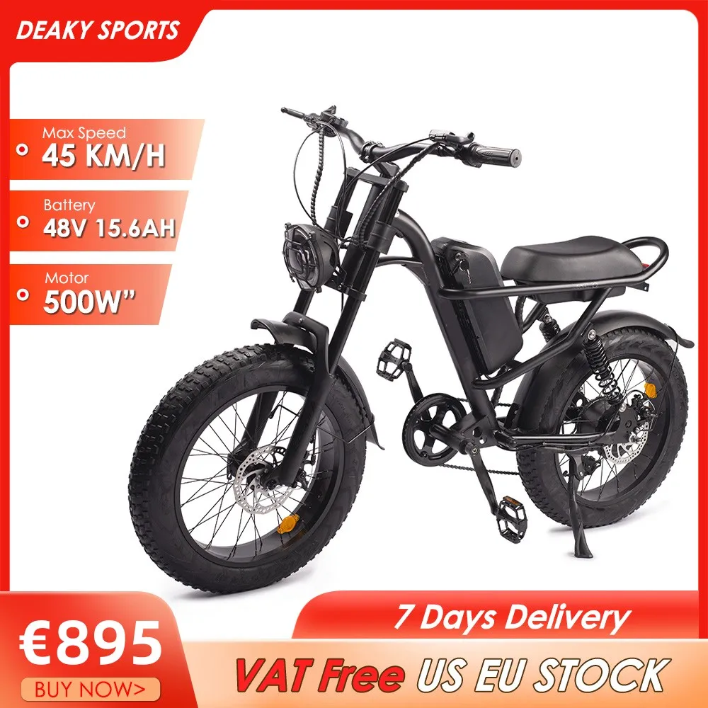 

500W Fat Tire Electric Bike 48V 15.6Ah Mountain Ebike Variable Speed Snow Assisted Bicycles 4.0 Off-Road 20Inch Electric Bicycle