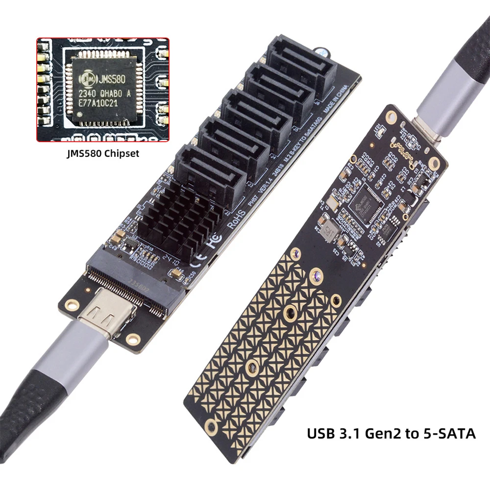 Адаптер 10 Гбит/с USB-C Type-C на NGFF ключ B + M SATA 6 5 портов адаптер конвертер PM порт