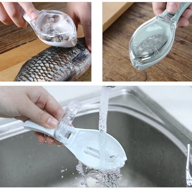 

Kitchen Accessories Fish Scaler Scraping Cleaning Peeling Skin Brush Device with Cover Remove Fish Scales Quickly Cleaning Tool