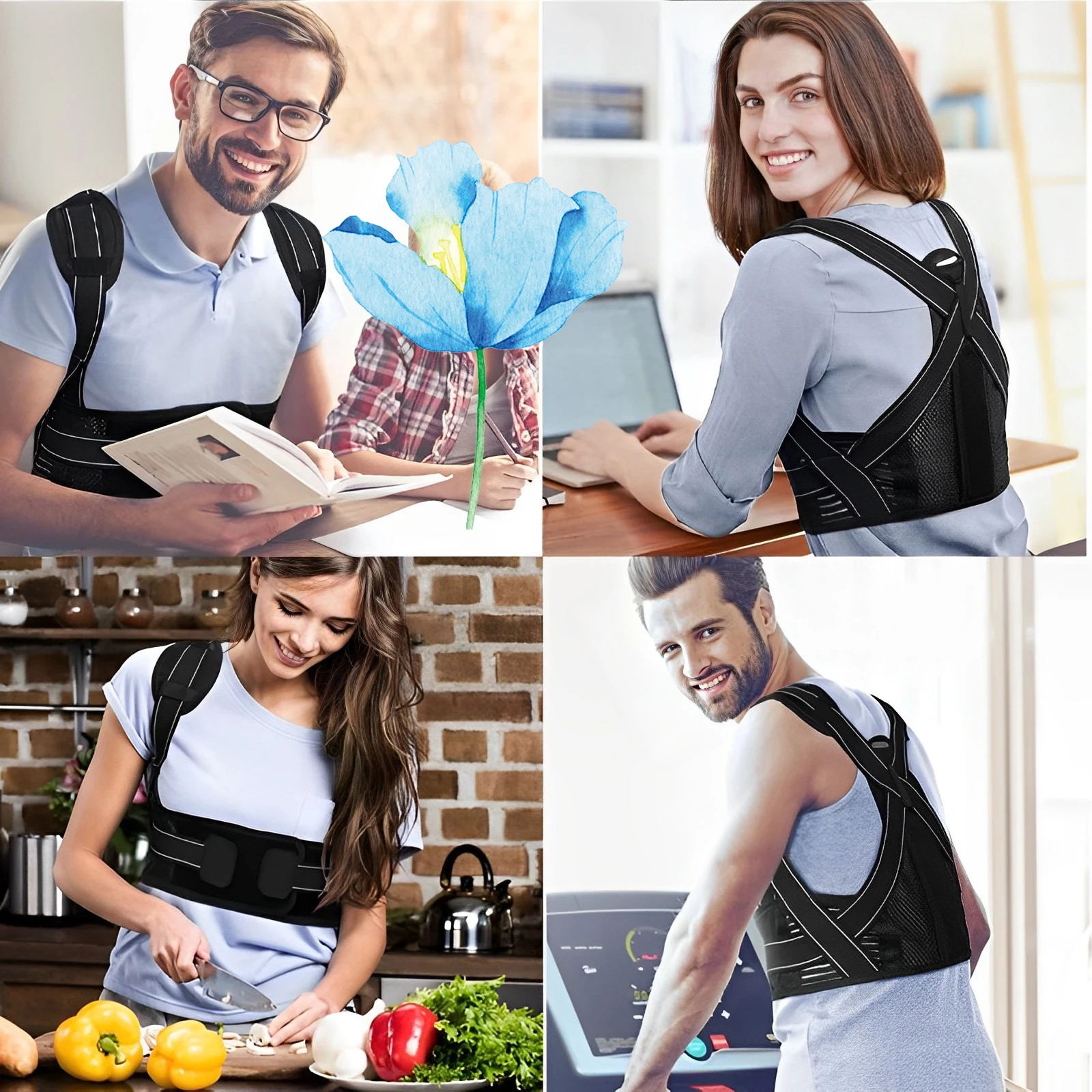 Задняя Флейта с дышащим невидимым корректором регулируемый для коррекции ремня