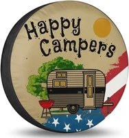 spare tire cover happy camper flag spare tire cover wheel protector weatherproof for camper trailer truck travel trailer suv rv