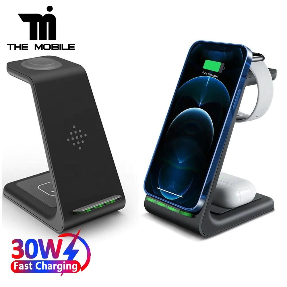 Фото 30 Вт Беспроводная зарядка для iPhone 16 15 14 13 12 Pro Max Apple Watch Airpods версия Samsung Galaxy S24 S23 S22 S21 Ultra Galaxy Buds Xiaomi 15 14 13 12 Redmi Huawei P70 60 50 Mate 60 50 Беспроводная быстрая зарядка №1
