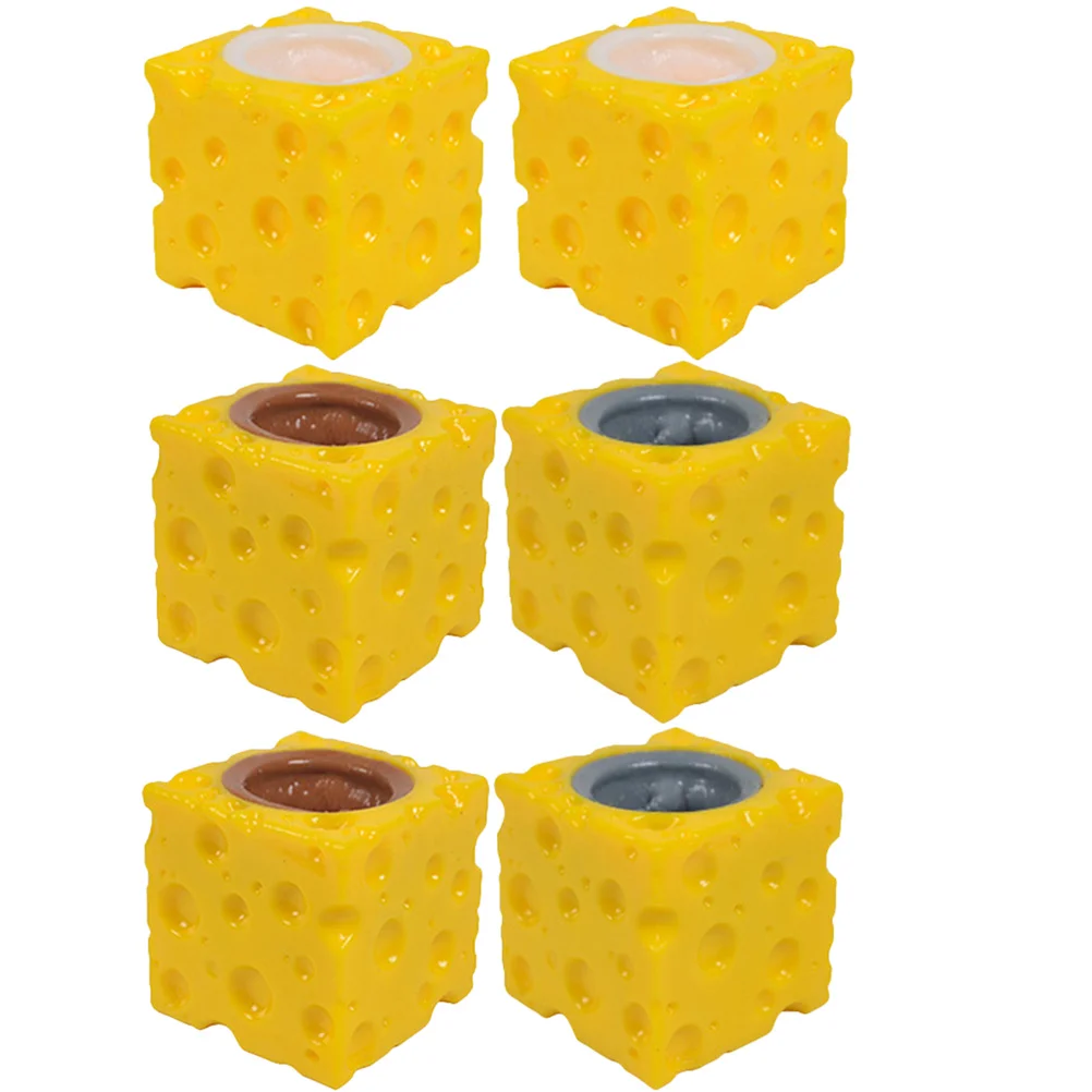 

4 Pcs Pinch Music Squirrel Toys Supple Cheese Mouse Cup Simulated Silica Gel Fake Child Squeeze Artificial Relief Stress