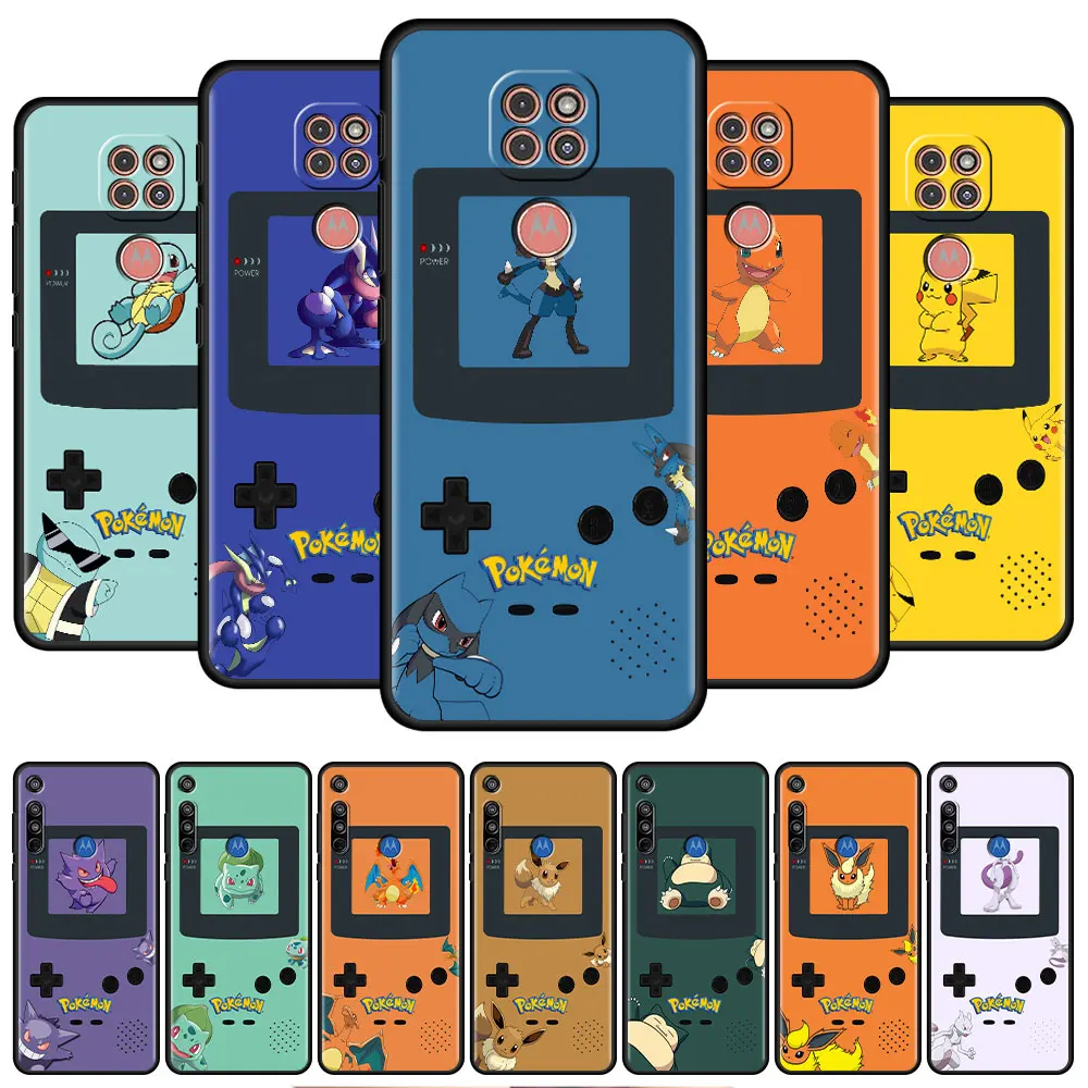 

Black Soft Case for Motorola Moto G200 G30 G60 G22 G51 G9 Play G8 Power One Fusion Plus Phone Cover Game Console Pikachu