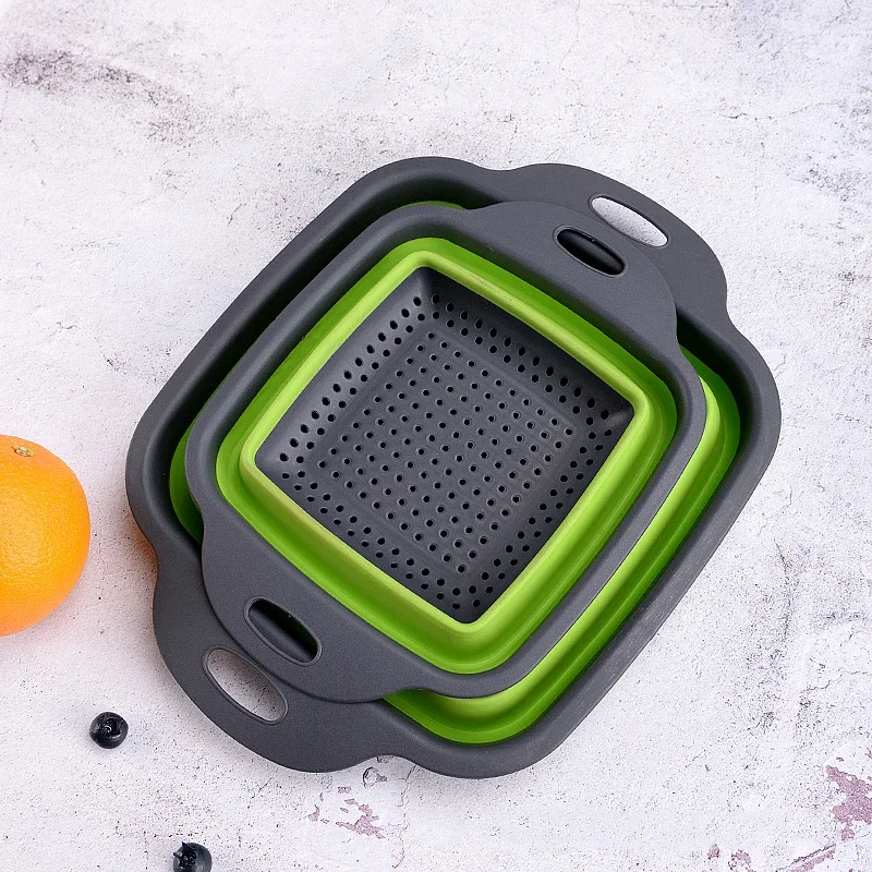 Силиконовая складная корзина для овощей кухонная сливная пластиковая мытья