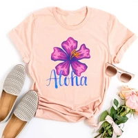 floral aloha shirts aloha tropical tshirt hawaiian women sexy tops hibiscus floral clothes vacation beach tee hawaii aloha tee m