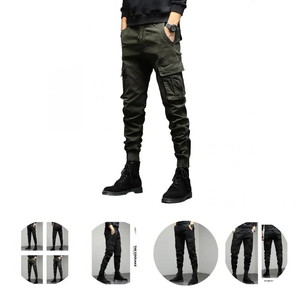 

Брюки-карго мужские однотонные с 4 карманами и регулируемой талией