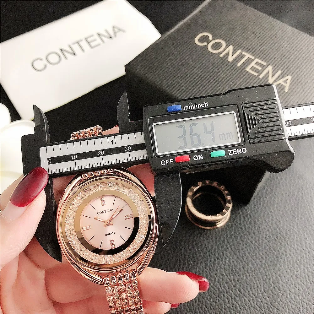 CONTENA Famous Luxury Brand S Model Ladies Watches Fashion Golden Designer Women Wristwatch Casual Dress Clock Relogio Feminino