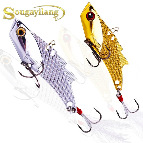 

Lures 10g or 20g Metal VIB Spinner Blade Spoons Bait Treble Hooks Bass Walleyes Trout Fishing
