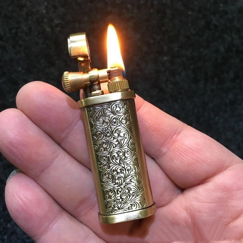 

New Tang Grass Vintage Fashioned Grinding Wheel Kerosene Flint Lighter Metal Wheel Petrol Cigarette Lighters Men's Accessories