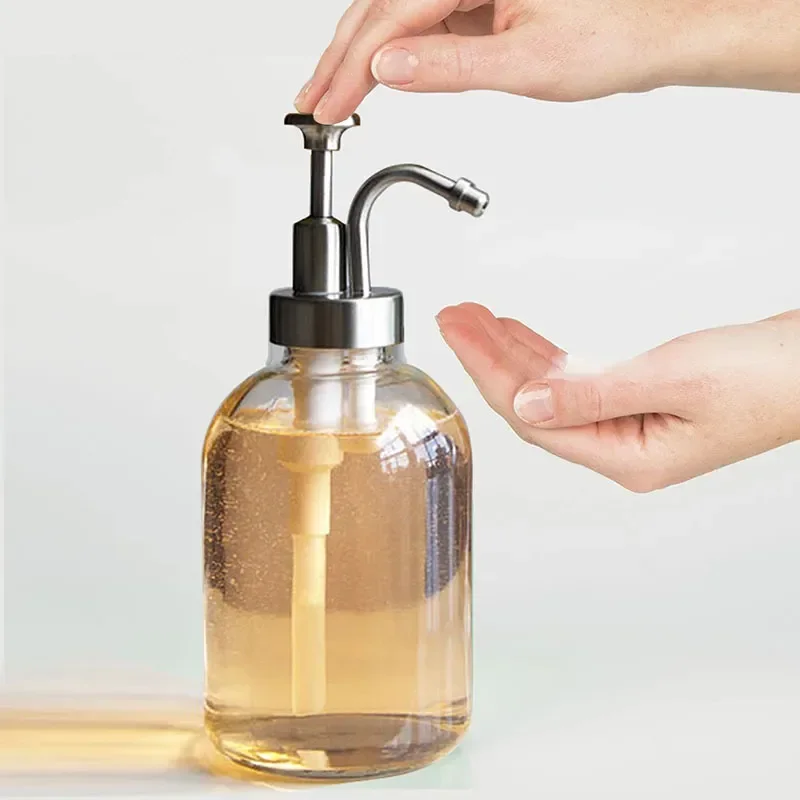 

Nozzle Shower Storage Bathroom Mouth Bottle Bottle Liquid Lotion Sanitizer Solution Glass Hand Pump Press Bottle Soap Gel Nordic