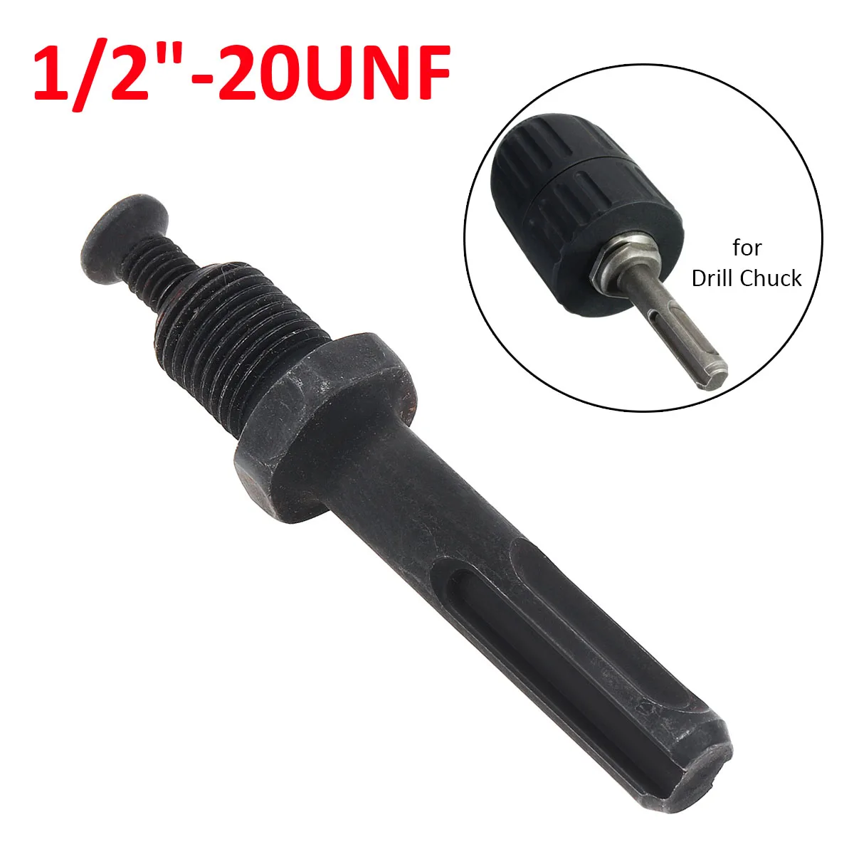 

1/2-20UNF Electric Hammer Conversion Electric Hand Drill Round Handle Connecting Rod Drill Chuck Adapter Extension Tool