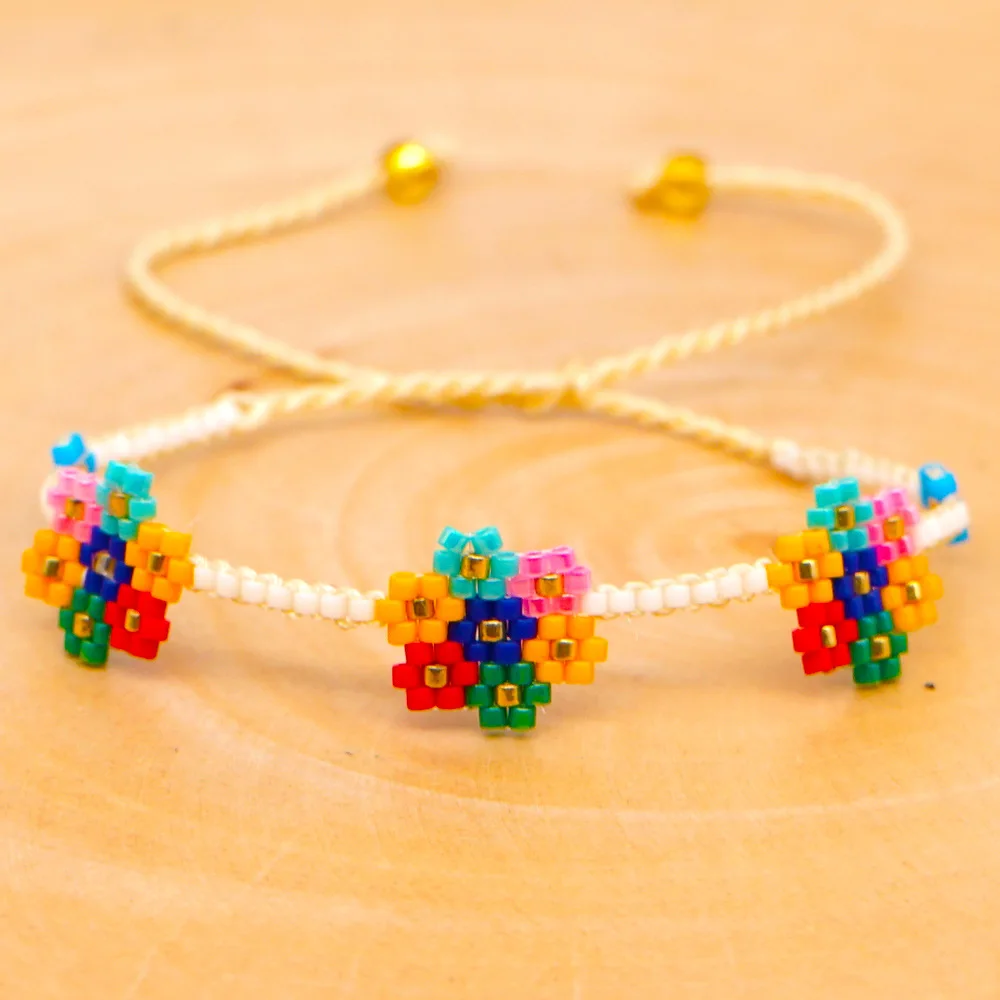

New Miyuki Rice Beads Handmade Woven Bracelet Daisy Seven Color Flowers Beaded Small Bracelet Women