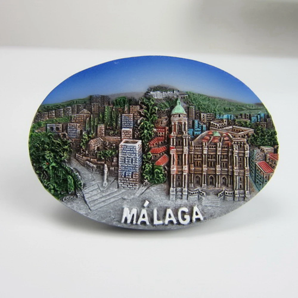 

Spain Malaga Tourist Souvenir Fridge Magnets Handmade Resin Refrigerator Magnetic Message Stickers Home Decor Decoration Gifts