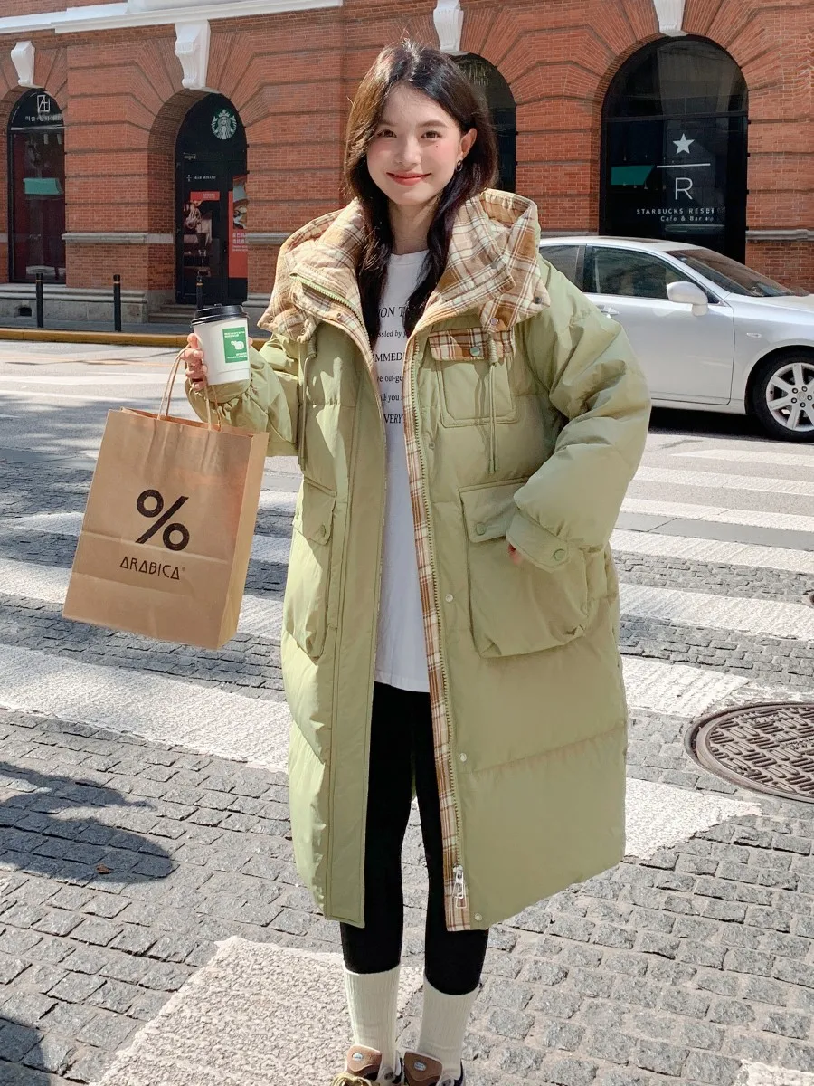 Женский пуховик больших размеров новинка зимы 2024 модный корейский средней длины