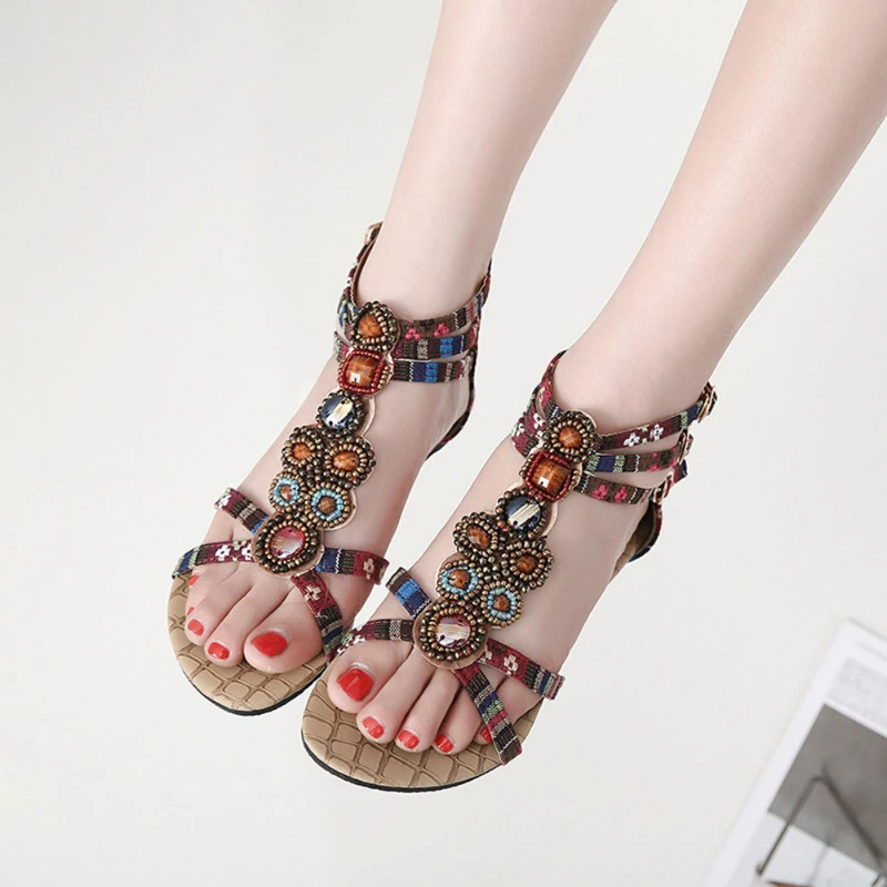 

Women's Shoes 2022 New Bohemian Sandals Versatile Fashion Floral Student Flat Heel