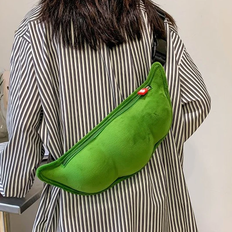 

Plush Shoulder Bag Creative Peas Shaped Top Handle Bags for Outdoor Shopping Leisure Women Birthday Party Gifts