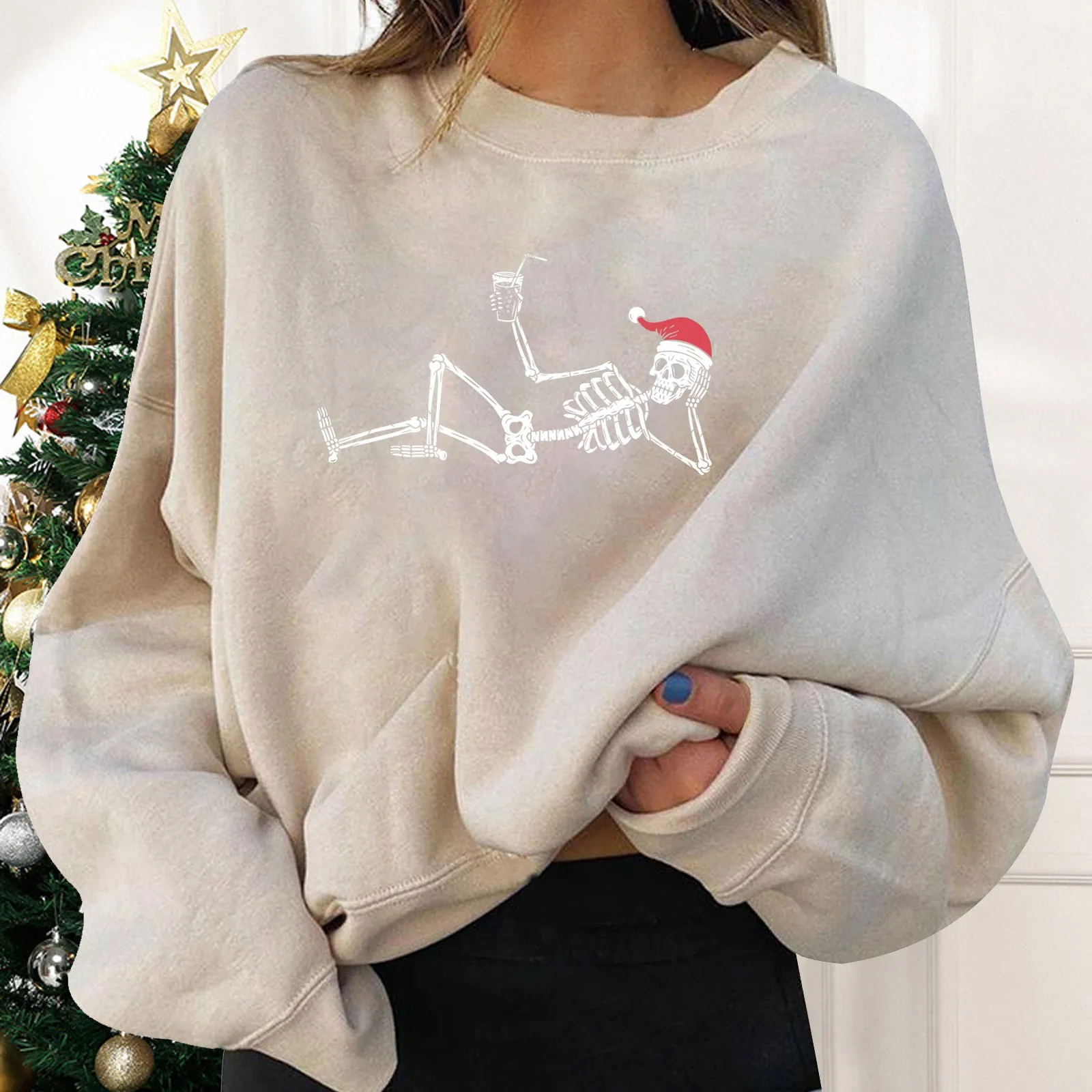 

Women's Hiliarious Sleeve Pullovers Holiday Print Ugly Comfy Long Top Christmas Womens Long Sweatshirt Womens Snap Front Hoodies